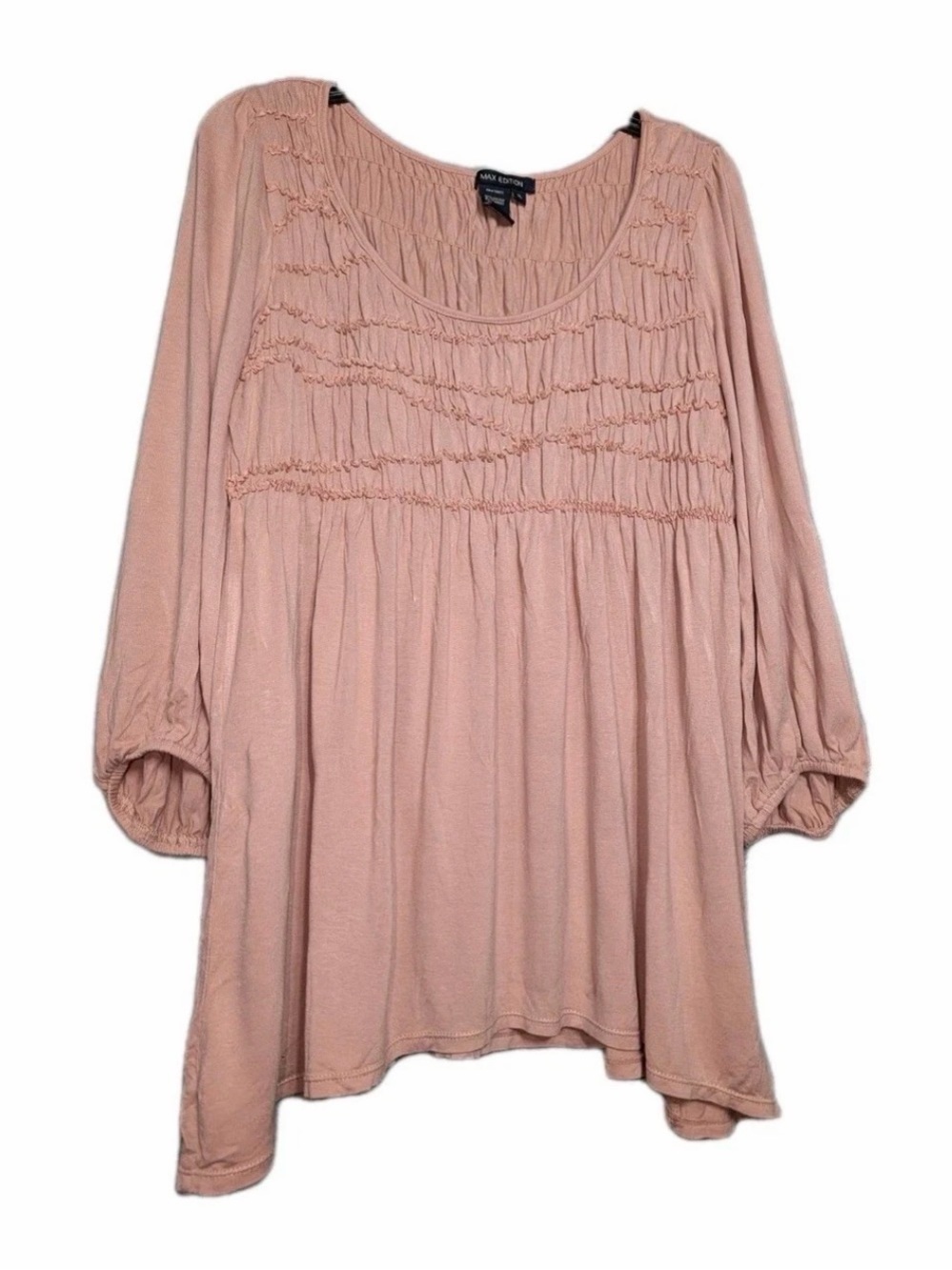 Max Edition Blush Pink Ruffled Peasant Blouse